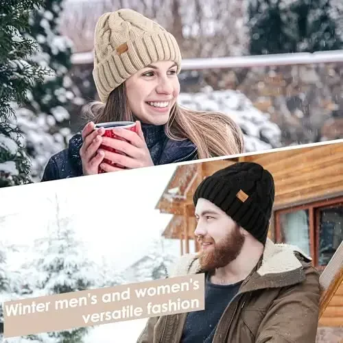 PIOZAED Ayollar Qishki Trikotaj Shlyapa Trikotajli Issiq Bosh Suyagi Qopqog'i Ayollar uchun Bosh Suyagi Qopqog'i Beanie 2 to'plam - 7