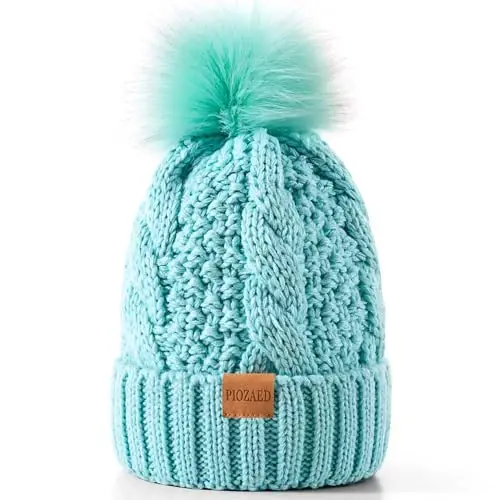 PIOZAED Women's Winter Pompom Beanie Warm and Cozy Knit Hat Fleece Lining Skull Cap for Women - PIOZAED (1)