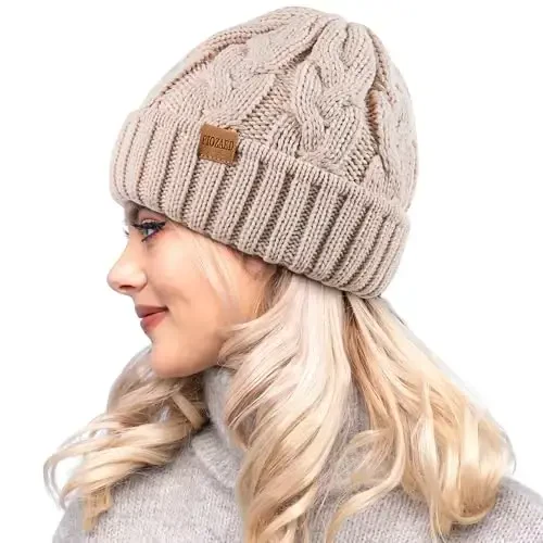 PIOZAED Womens Winter Knitted Beanie Hat Knit Warm Skull Cap Skull Cap Beanie for Women 2 Packs - MODAZONE (1)