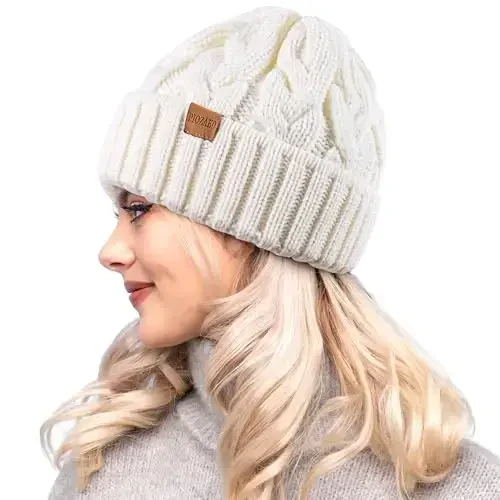 PIOZAED Womens Winter Knitted Beanie Hat Knit Warm Skull Cap Skull Cap Beanie for Women 2 Packs - 2