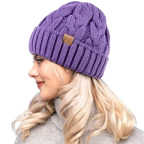 PIOZAED Womens Winter Knitted Beanie Hat Knit Warm Skull Cap Skull Cap Beanie for Women 2 Packs - 2
