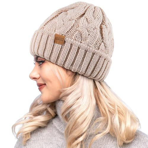 PIOZAED Womens Winter Knitted Beanie Hat Knit Warm Skull Cap Skull Cap Beanie for Women 2 Packs - 1