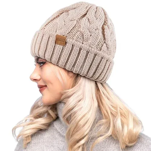 PIOZAED Womens Winter Knitted Beanie Hat Knit Warm Skull Cap Skull Cap Beanie for Women 2 Packs 