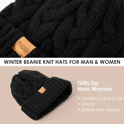 PIOZAED Womens Winter Knitted Beanie Hat Knit Warm Skull Cap Skull Cap Beanie for Women 2 Packs - 4