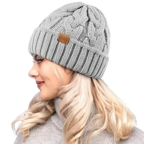 PIOZAED Womens Winter Knitted Beanie Hat Knit Warm Skull Cap Skull Cap Beanie for Women 2 Packs - 2