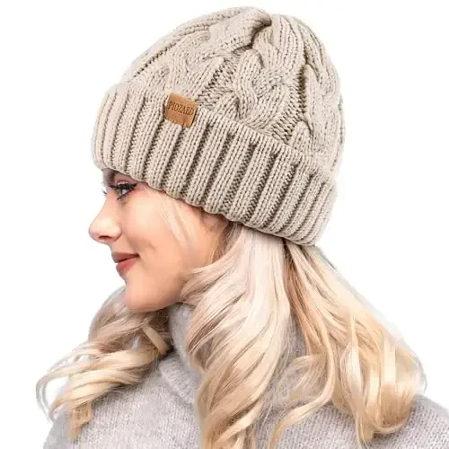 PIOZAED Womens Winter Knitted Beanie Hat Knit Warm Skull Cap Skull Cap Beanie for Women 2 Packs - 2