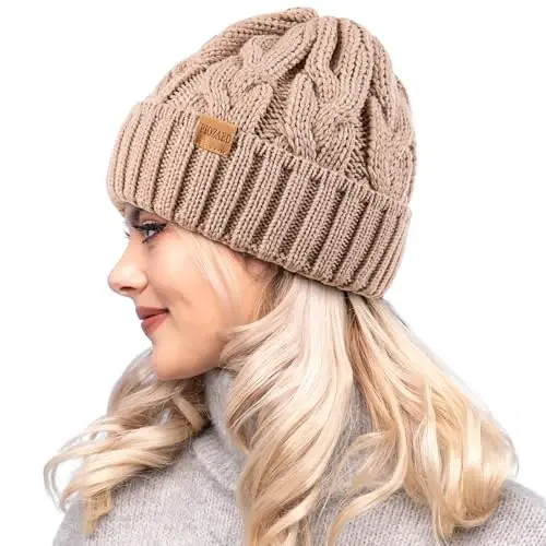 PIOZAED Womens Winter Knitted Beanie Hat Knit Warm Skull Cap Skull Cap Beanie for Women 2 Packs - 2
