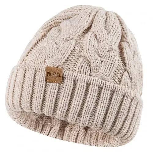 PIOZAED Womens Winter Knitted Beanie Hat Knit Warm Skull Cap Skull Cap Beanie for Women 2 Packs - 3