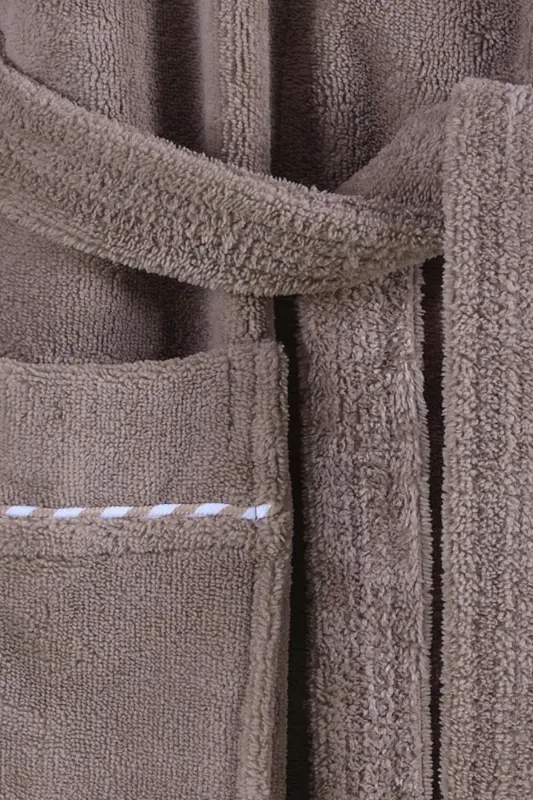 Piped Hooded Bamboo Bathrobe - BROWN - 2