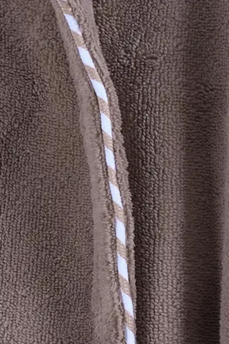 Piped Hooded Bamboo Bathrobe - BROWN - 3