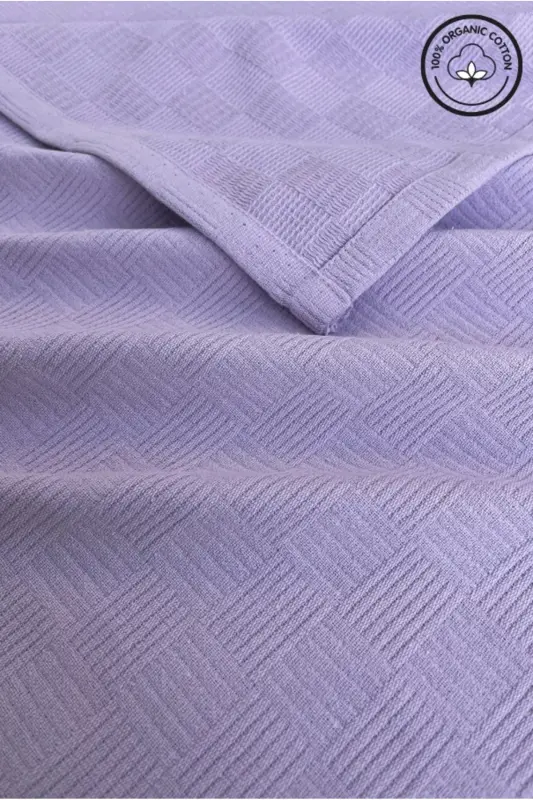 Pique Single 100% Cotton Small Checkered Bedspread Hotel Type Luxury Pique-LILAC - 1