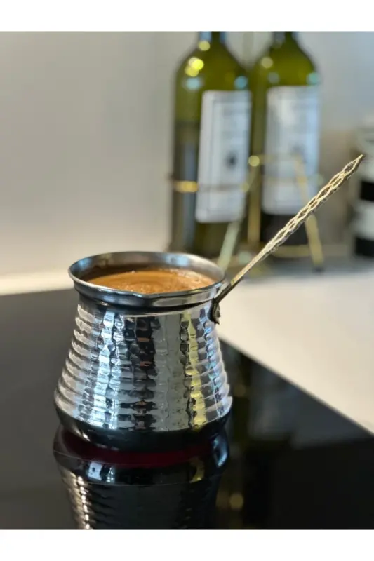 Pirinç Saplı Alüminyum Cezve Sütlük 6-7 Fincan-Metalik - 1