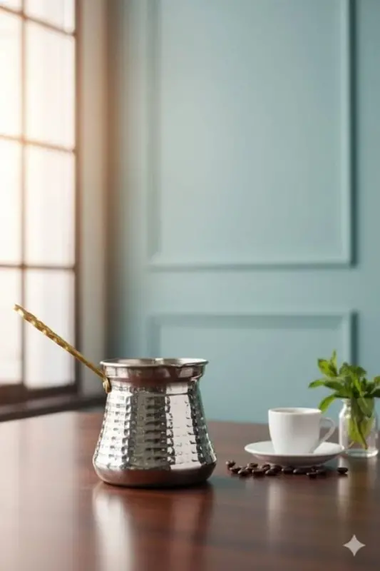 Pirinç Saplı Alüminyum Cezve Sütlük 6-7 Fincan-Metalik - 3