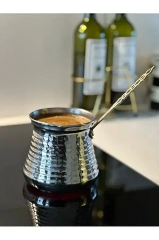 Pirinç Saplı Alüminyum Cezve Sütlük 6-7 Fincan-Metalik - 4