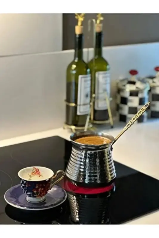 Pirinç Saplı Alüminyum Cezve Sütlük 6-7 Fincan-Metalik - 5