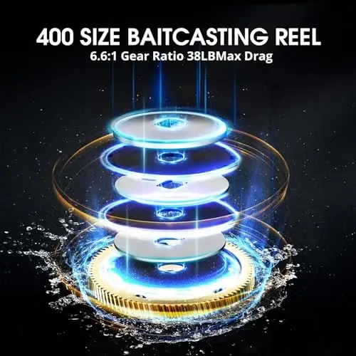 Piscifun Alijoz 400 Baitcaster Baliq Ovlash G'altagi, 38Lbs Maksimal Qarshilik Alyuminiy Qotishma Ramkali Baitcasting G'altagi, 6.6: 1/8.1: 1 Uzatma Nisbatida Mavjud, Chuchuk va Sho'r Suvli Past Profilli G'altak, Mushuk baliq Ovlash uchun - 3