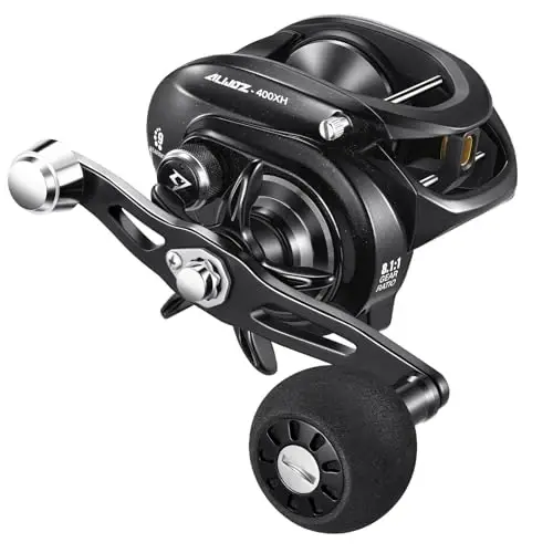 Piscifun Alijoz 400 Baitcaster Fishing Reel, 38Lbs Max Drag Aluminum Alloy Frame Baitcasting Reel, Available in 6.6: 1/8.1: 1 Gear Ratio, Freshwater and Saltwater Low Profile Casting Reel for Musky - 1