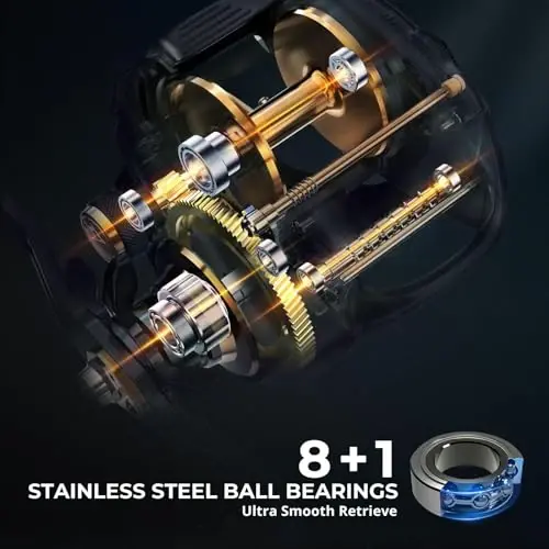 Piscifun Alijoz 400 Baitcaster Fishing Reel, 38Lbs Max Drag Aluminum Alloy Frame Baitcasting Reel, Available in 6.6: 1/8.1: 1 Gear Ratio, Freshwater and Saltwater Low Profile Casting Reel for Musky - 4