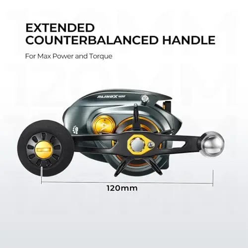 Piscifun Alijoz 400 Baitcasting Baliqchilik Makarası, 38Lbs Maksimal Tormoz Alyuminiy Qotishma Ramkali Baitcasting Makarası, 6.6:1/8.1:1 Tishli Nisbat Tanlovlari bilan Mavjud, Shirin Suv va Sho'r Suv Past Profilli Otish Makarası Muski Uchun - 6