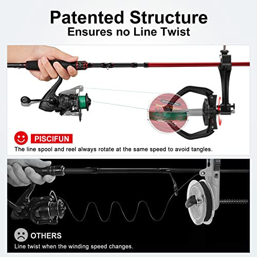 Piscifun Balıkçılık Misina Makarası, Hat Bükülmesi Yok Taşınabilir Balıkçılık Makarası Makarası Spinnig Makara, Baitcasting ve Spincast Makara İçin - 2