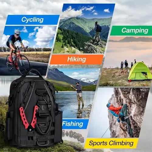 Piscifun Fishing Backpack with Rod Holder, Lightweight Sling Bag Storge Gear and Equipment - 5