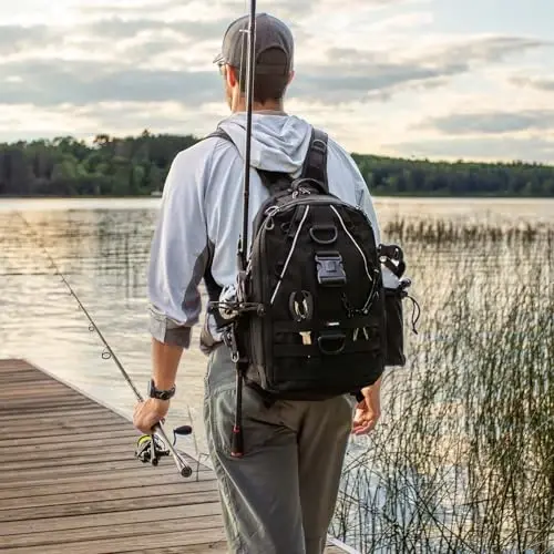 Piscifun Fishing Backpack with Rod Holder, Lightweight Sling Bag Storge Gear and Equipment - 6