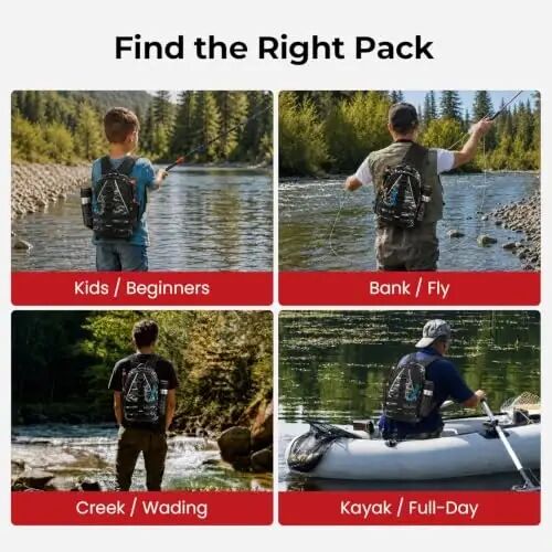 Piscifun Fishing Backpack, Rod Holders, Lightweight Sling Bag, Black Camo | Fits 2x3600 trays, bottle pocket, MOLLE loops, 4-way carry for short bank fishing trips - 6