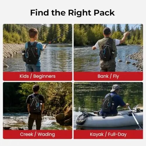 Piscifun Fishing Backpack, Rod Holders, Lightweight Sling Bag, Black | Fits 2x3600 trays, bottle pocket, MOLLE loops for short bank fishing trips - 6