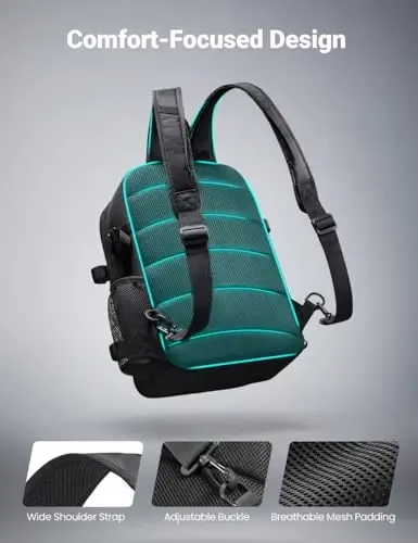 Piscifun Fishing Backpack Tackle Bag with 2 Rod Holders, Multi-Compartment Storage, MOLLE System, Water-Resistant Lightweight Outdoor Pack - 5