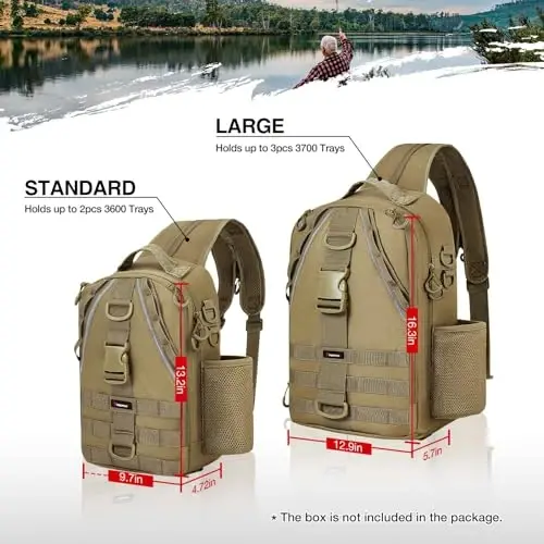 Piscifun Fishing Backpack with Rod Holder, Lightweight Sling Bag Storge Gear and Equipment - 6