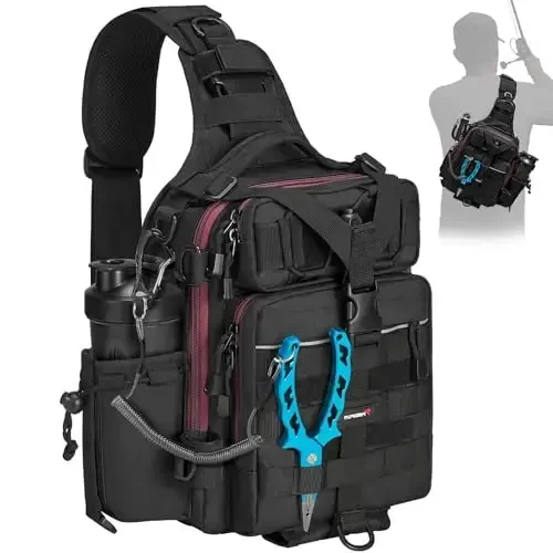 Piscifun Fishing Backpack with Rod Holder, Lightweight Sling Bag Storge Gear and Equipment - PISCIFUN