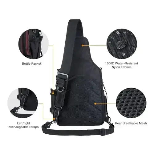 Piscifun Fishing Backpack with Rod Holder, Lightweight Sling Bag Storge Gear and Equipment - 5