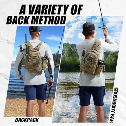 Piscifun Fishing Backpack with Rod Holder, Lightweight Sling Bag Storge Gear and Equipment - 2