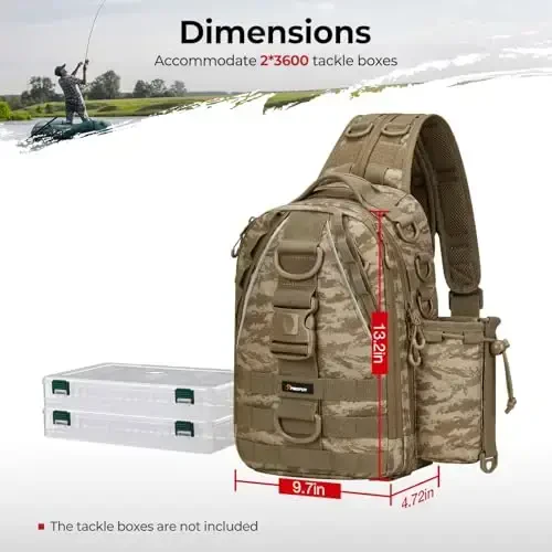 Piscifun Fishing Backpack with Rod Holder, Lightweight Sling Bag Storge Gear and Equipment - 5