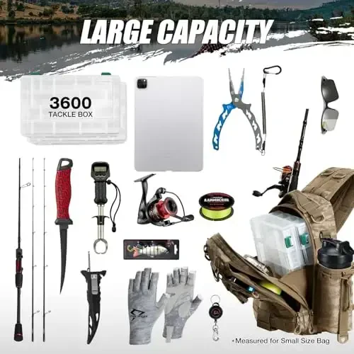 Piscifun Fishing Backpack with Rod Holder, Lightweight Sling Bag Storge Gear and Equipment - 6