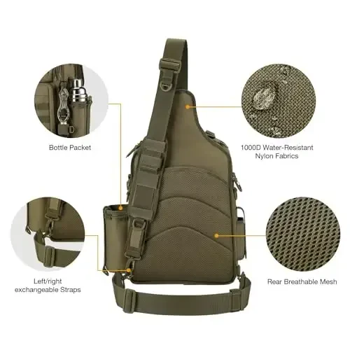 Piscifun Fishing Backpack with Rod Holder, Lightweight Sling Bag Storge Gear and Equipment - 3