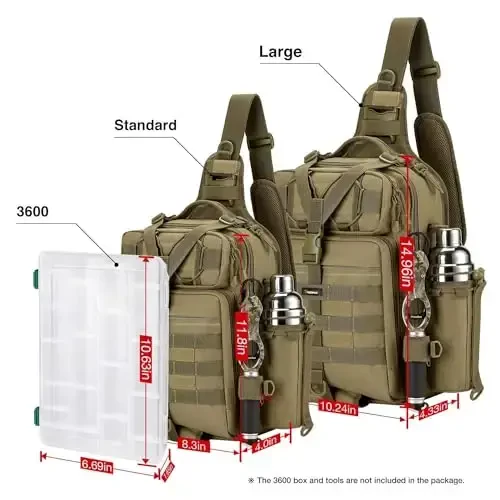 Piscifun Fishing Backpack with Rod Holder, Lightweight Sling Bag Storge Gear and Equipment - 4