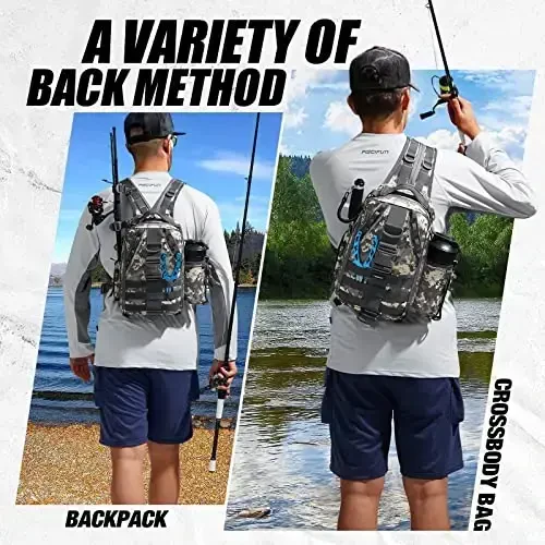 Piscifun Fishing Backpack with Rod Holder, Lightweight Sling Bag Storge Gear and Equipment - PISCIFUN (1)