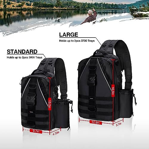 Piscifun Fishing Tackle Backpack with Rod & Gear Holder, Lightweight Outdoor Water-Resistant Fishing Shoulder Storage Bag - 11