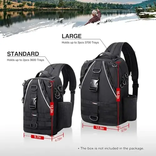 Piscifun Fishing Tackle Backpack with Rod & Gear Holder, Lightweight Outdoor Water-Resistant Fishing Shoulder Storage Bag - 5