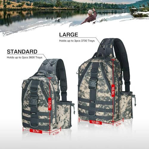 Piscifun Fishing Tackle Backpack with Rod & Gear Holder, Lightweight Outdoor Water-Resistant Fishing Shoulder Storage Bag - 5