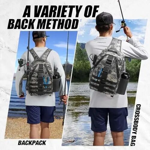 Piscifun Fishing Tackle Backpack with Rod & Gear Holder, Lightweight Outdoor Water-Resistant Fishing Shoulder Storage Bag - 2