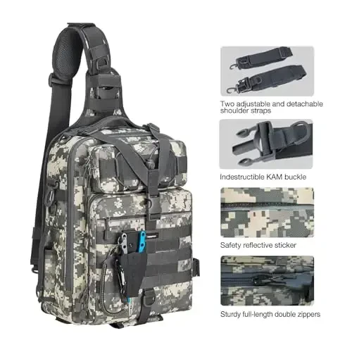 Piscifun Fishing Backpack with Rod Holder, Lightweight Sling Bag Storge Gear and Equipment - PISCIFUN (1)