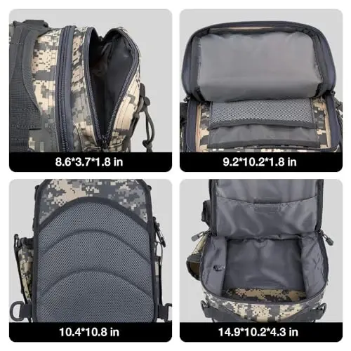 Piscifun Fishing Backpack Tackle Bag with 2 Rod Holders, Multi-Compartment Storage, MOLLE System, Water-Resistant Lightweight Outdoor Pack - 4