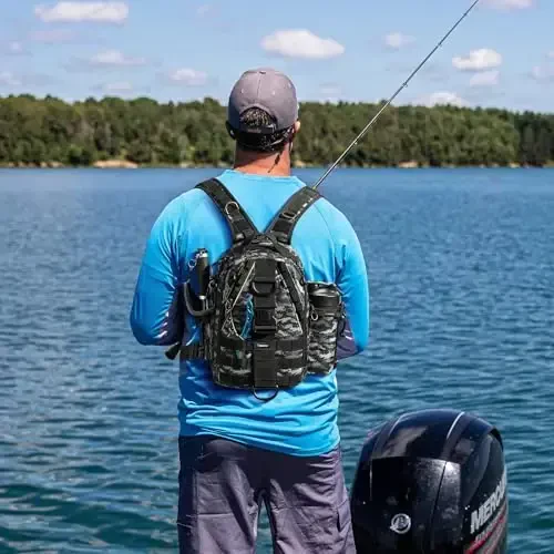 Piscifun Fishing Backpack with Rod Holder, Lightweight Sling Bag Storge Gear and Equipment - PISCIFUN (1)