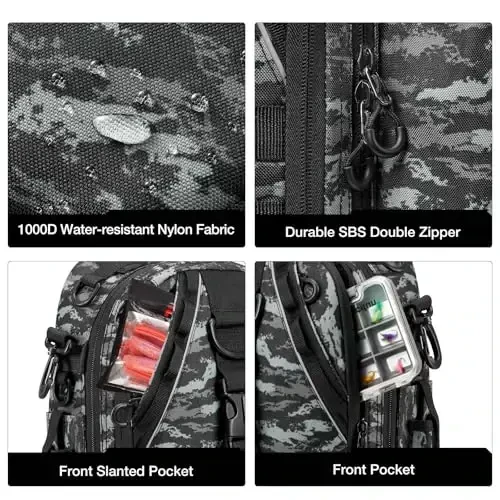 Piscifun Fishing Backpack with Rod Holder, Lightweight Sling Bag Storge Gear and Equipment - 5