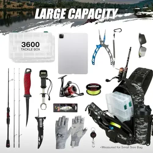 Piscifun Fishing Backpack with Rod Holder, Lightweight Sling Bag Storge Gear and Equipment - 6