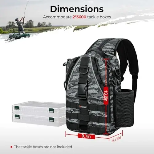 Piscifun Fishing Backpack with Rod Holder, Lightweight Sling Bag Storge Gear and Equipment - 5