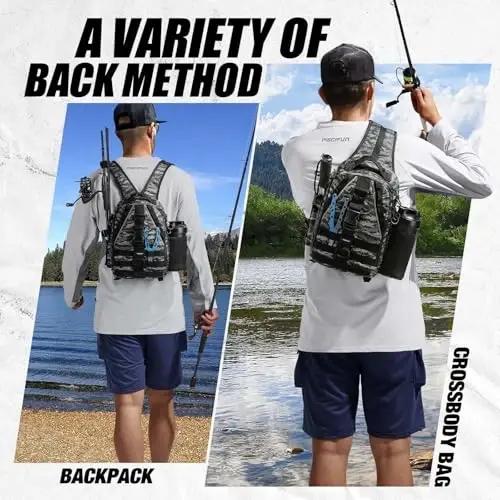 Piscifun Fishing Backpack with Rod Holder, Lightweight Sling Bag Storge Gear and Equipment - PISCIFUN (1)