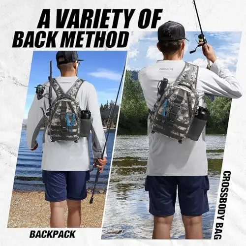 Piscifun Fishing Backpack with Rod Holder, Lightweight Sling Bag Storge Gear and Equipment - 2